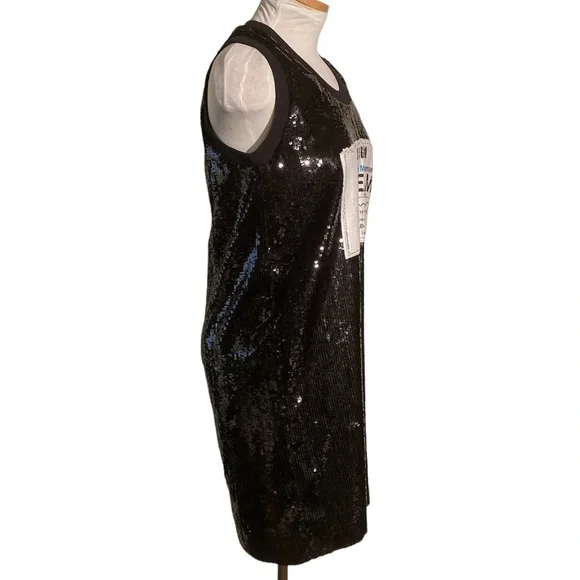 MSGM Milano Dream Rapid Eye Movement Dream Black Sequin Dress Size 40